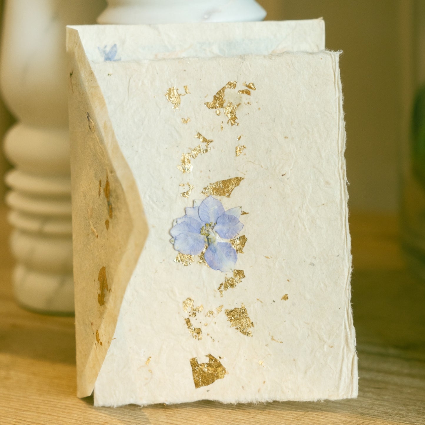 Empty Vase - Pressed Flower Greeting Cards - Gold Leaf