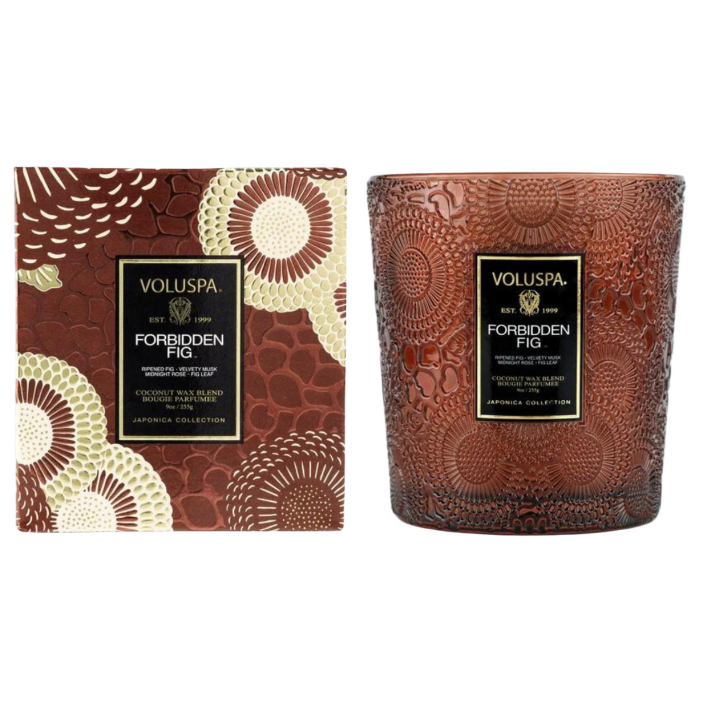Voluspa - Textured Glass Candle - Forbidden Fig `