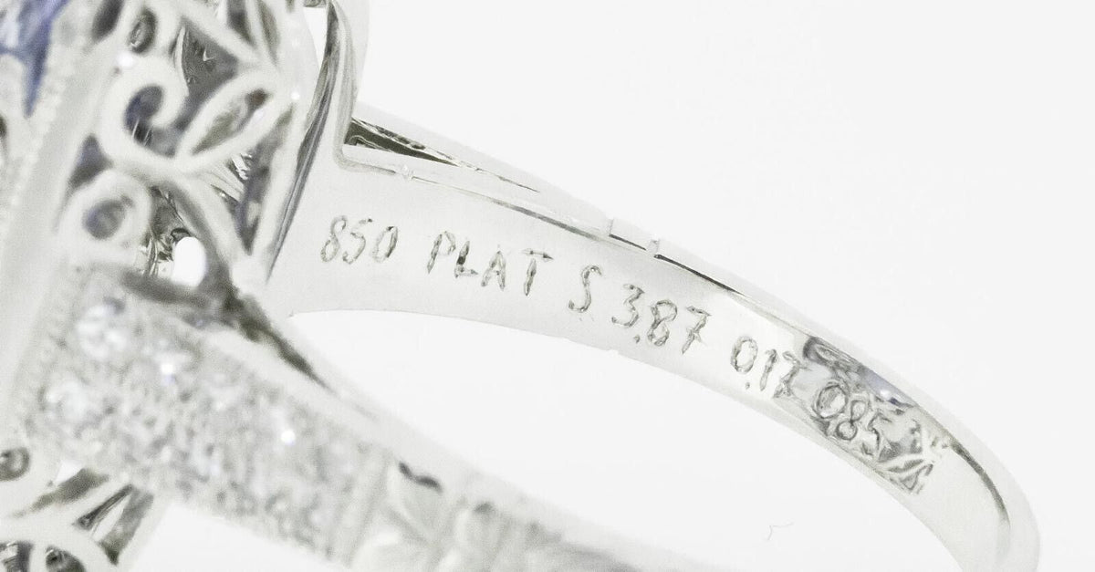 Art Deco Inspired Sapphire Diamond Platinum Ring