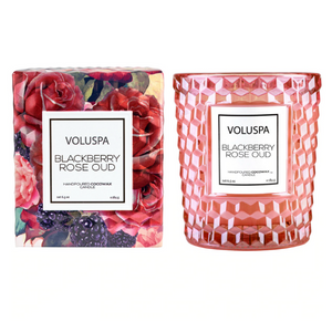 Voluspa - 6.5oz Textured Glass Candle - Blackberry Rose Oud