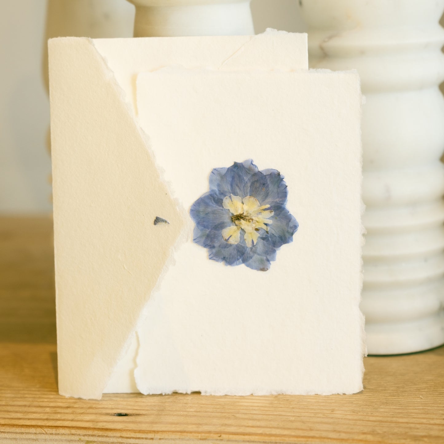 Empty Vase - Handmade Pressed Flower Holiday Postcard