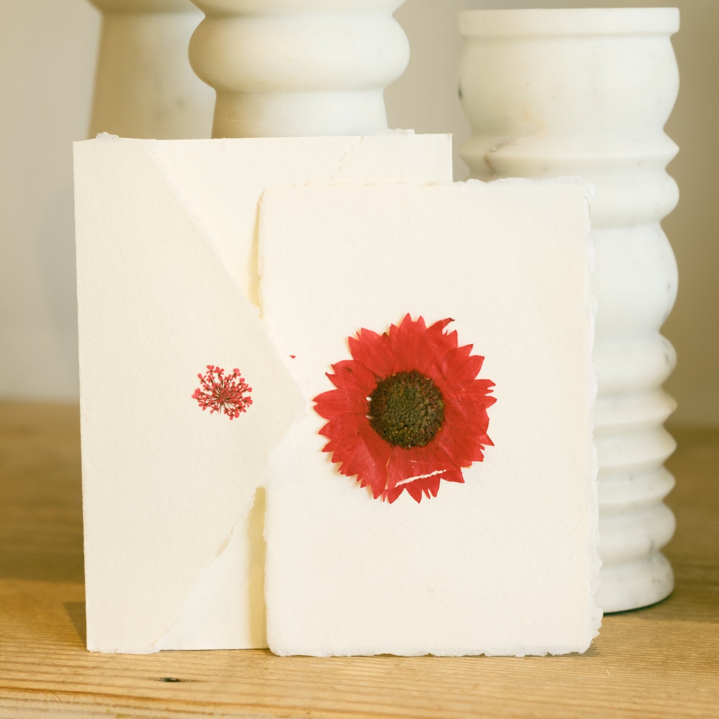 Empty Vase - Handmade Pressed Flower Holiday Postcard