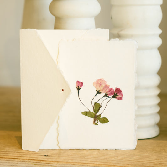 Empty Vase - Handmade Pressed Flower Holiday Postcard
