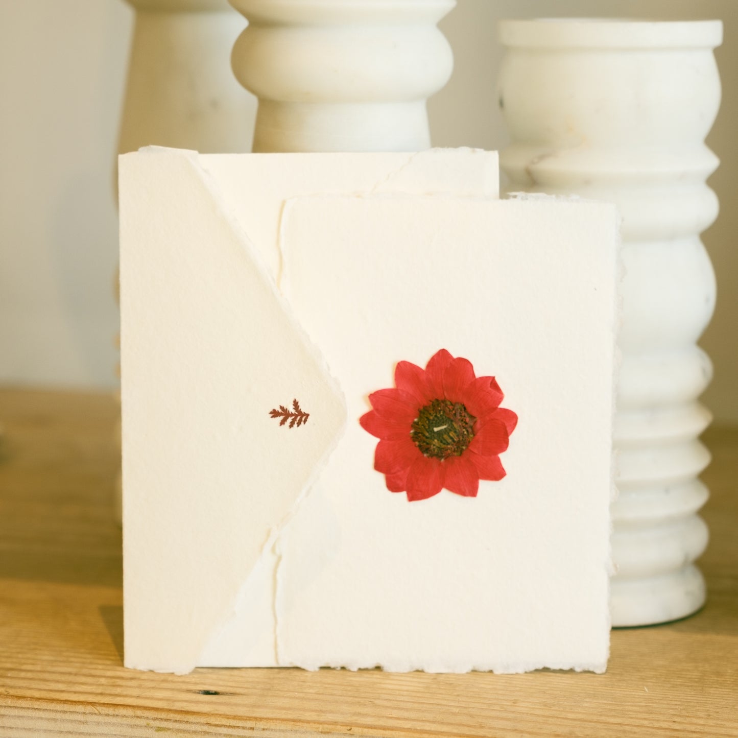 Empty Vase - Handmade Pressed Flower Holiday Postcard