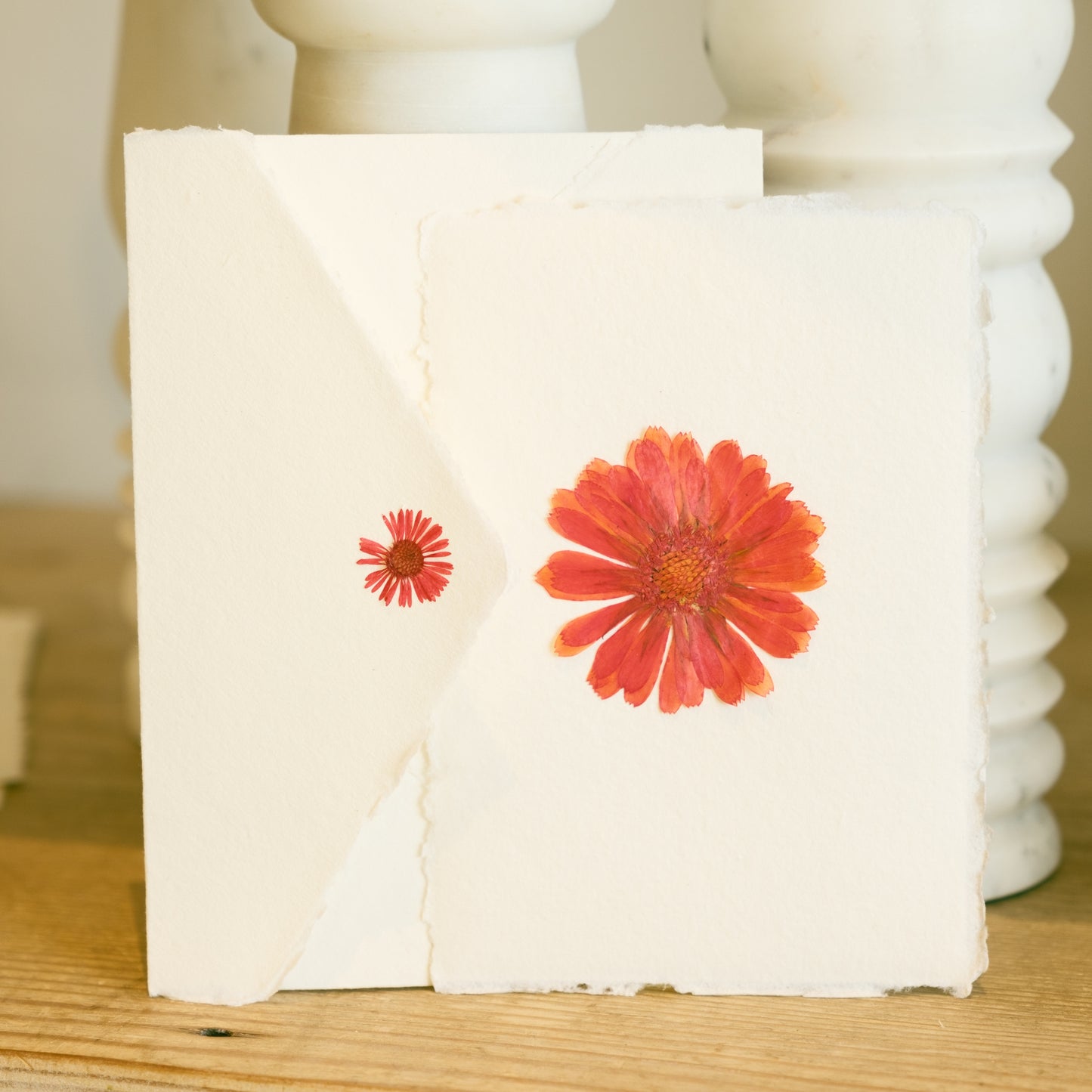 Empty Vase - Handmade Pressed Flower Holiday Postcard