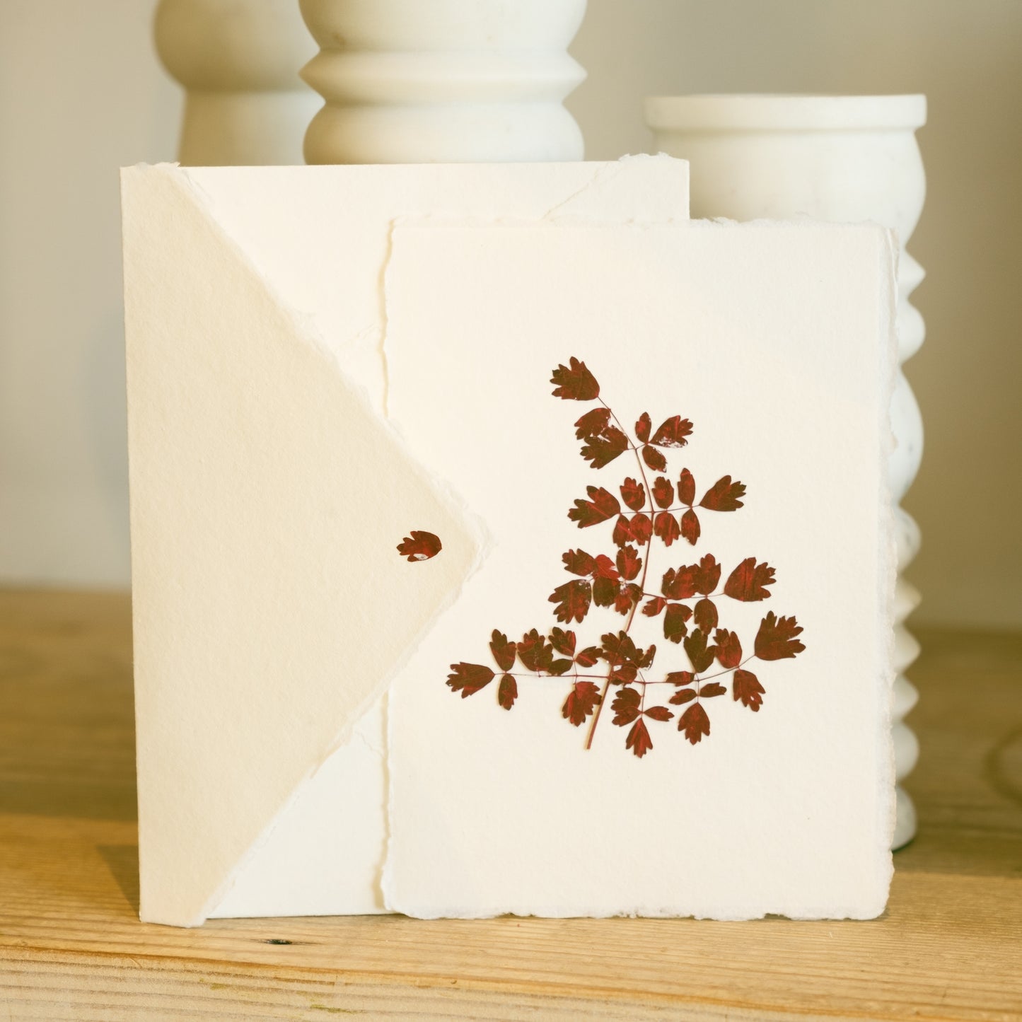 Empty Vase - Handmade Pressed Flower Holiday Postcard