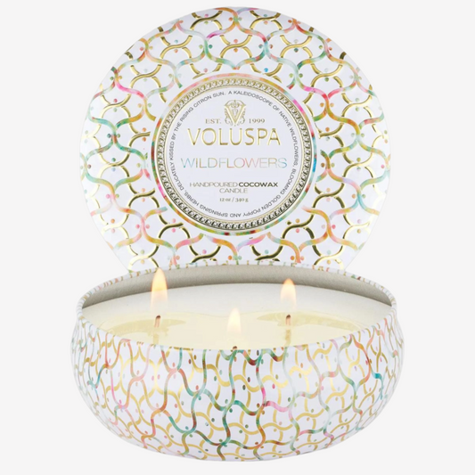 Voluspa - 3 Wick Tin Candle - Wildflowers