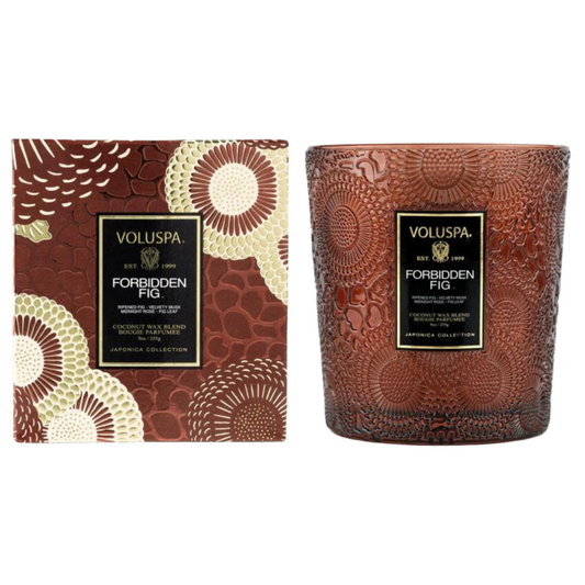 Voluspa - Textured Glass Candle  - Forbidden Fig `