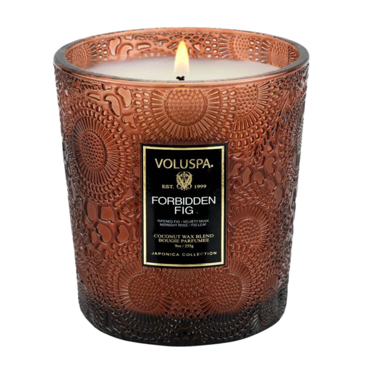 Voluspa - Textured Glass Candle  - Forbidden Fig `