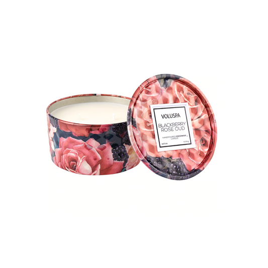 Voluspa - 2 Wick Tin Candle 6oz - Blackberry Rose Oud