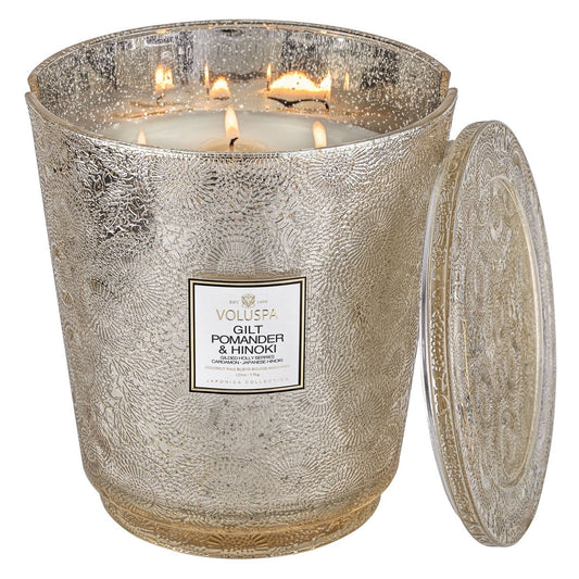 Voluspa - 5 Wick Hearth Candle 114oz - Gilt Pomander & Hinoki